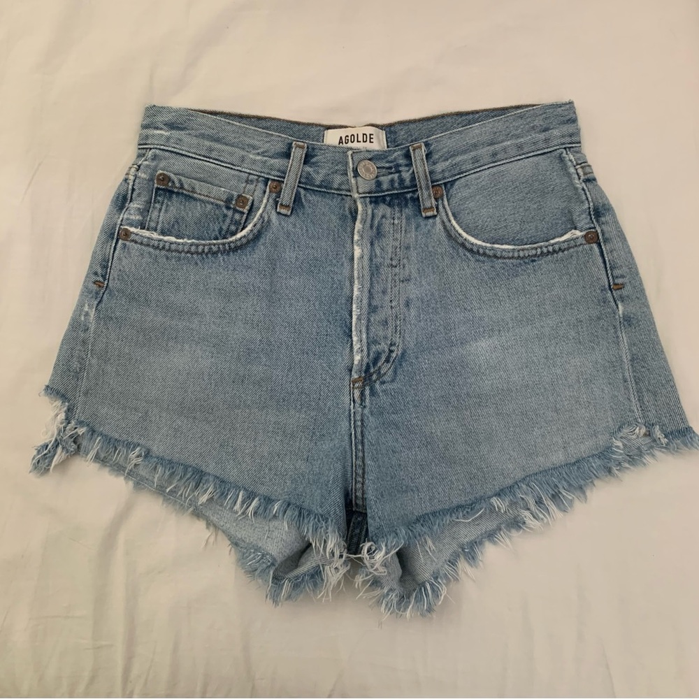AGOLDE Parker Cutoff Organic Cotton Denim Shorts (Riptide)
